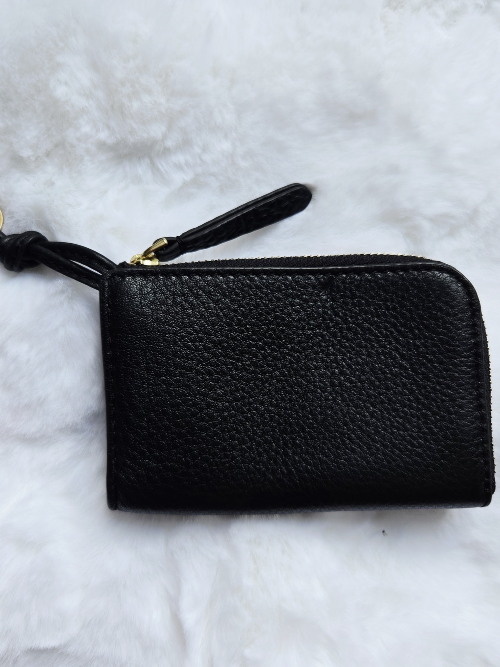 Vera Bradley Classic Black Leather Zip Wallet Wristlet
